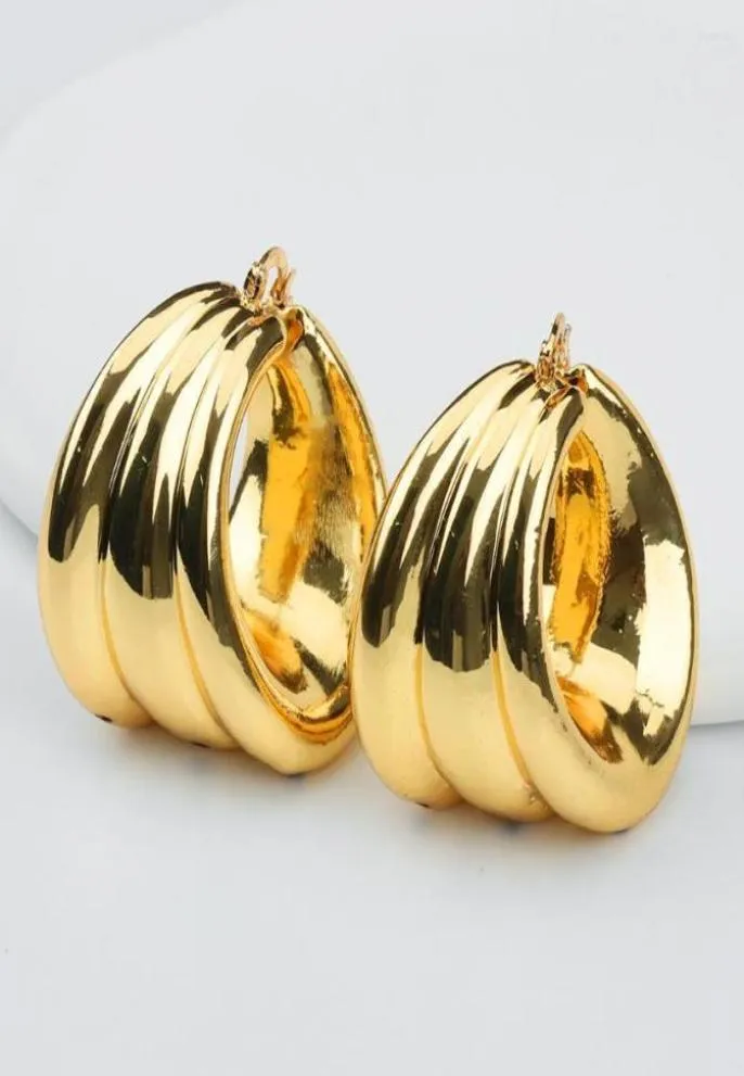 Hoop Earrings African For Women Jewelry Gold Color Large Dangle Dubai Weddings Bridal Accessory2649401