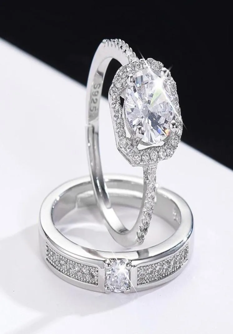 Wedding Rings Couple Open Platinum Diamond Ring Highquality Men And Women Engagement Proposal For Girlfriend2938406