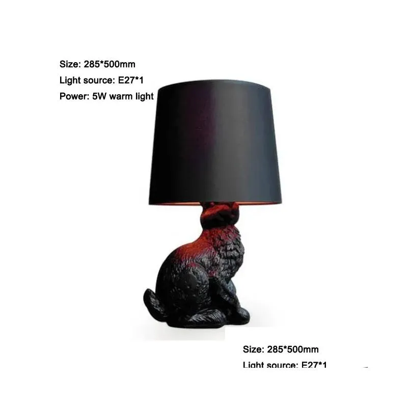 Table Lamps Nordic Black Resin Lamp Creative Modern Cloth Art Animal Led Light Living Room Dining Bedroom Home Decor Drop Delivery L Dh5Fy