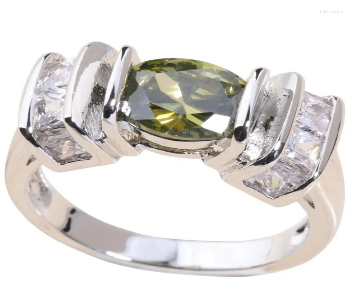 Pierścionki ślubne Solitaire Oval 5 Kolor Optiones czerwony granat zielony cyrkon srebrny plated argent pierścień rozmiar 6 7 8 9 S0671 S0682 S0720 S073984307