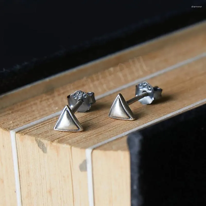 Studörhängen Jenamery S925 Silver Geometrisk triangel för kvinnor Män Simple Retro Ear smycken