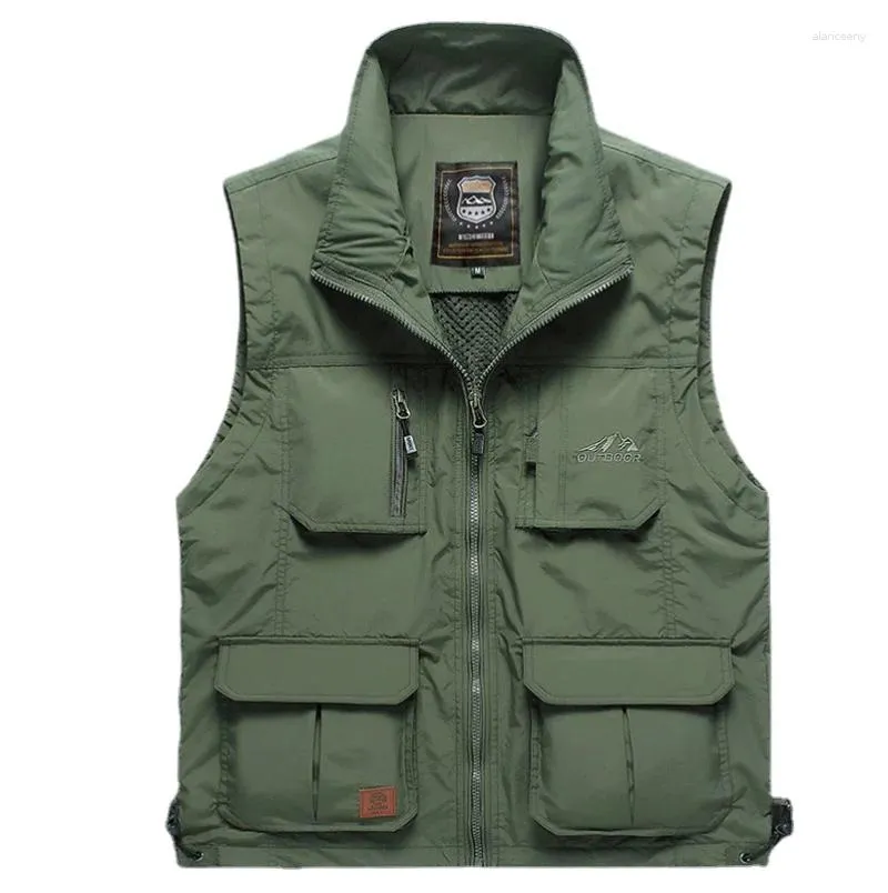 Hunting Jackets GL Summer Mesh Thin Multi-Pocket Vest Mens Size 7XL Male Casual Sleeveless Jacket Zipper Pockets Reporter Pography Waist