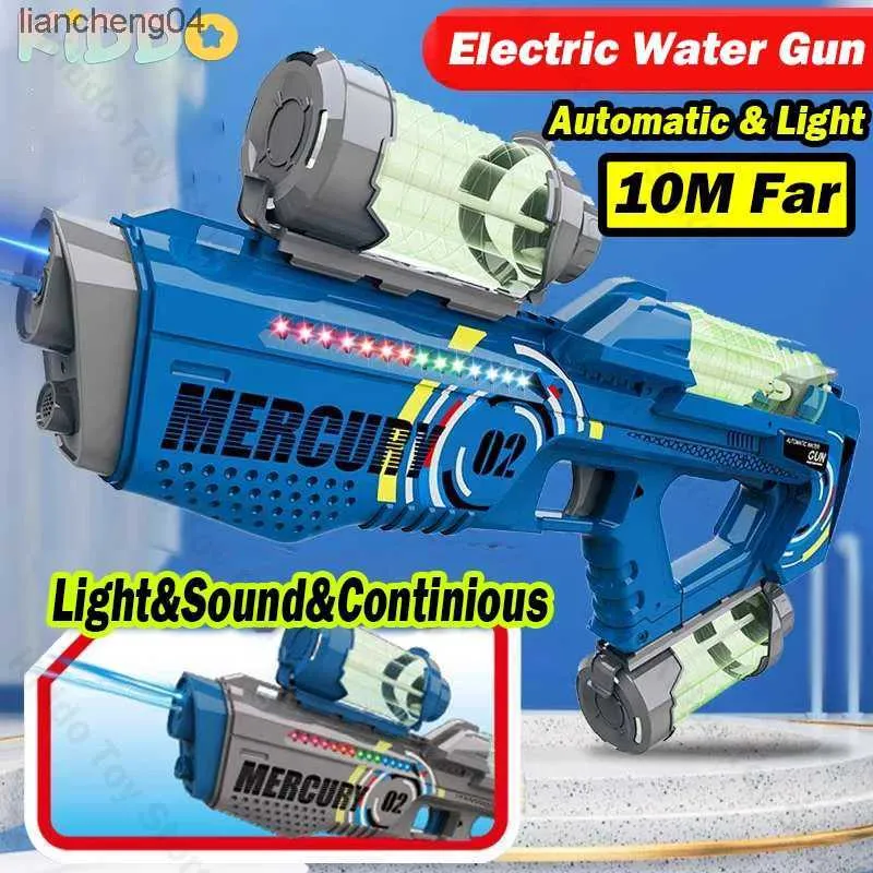 Gun Toys Elektrische Wasserpistole mit Licht, Dauerschießen, Sommerspielzeug, Wasser, Strandspiele, vollautomatisch, für Kinder im Freien