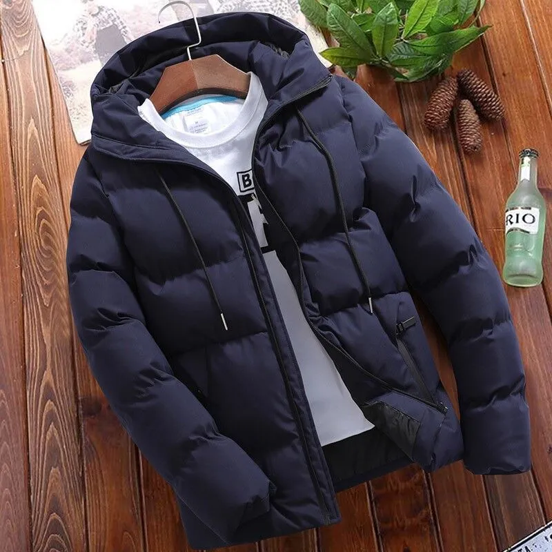 Commerce extérieur 2024 hiver nouveau coton vêtements tendance épaissi vêtements hommes mode couleur unie à capuche coton manteau