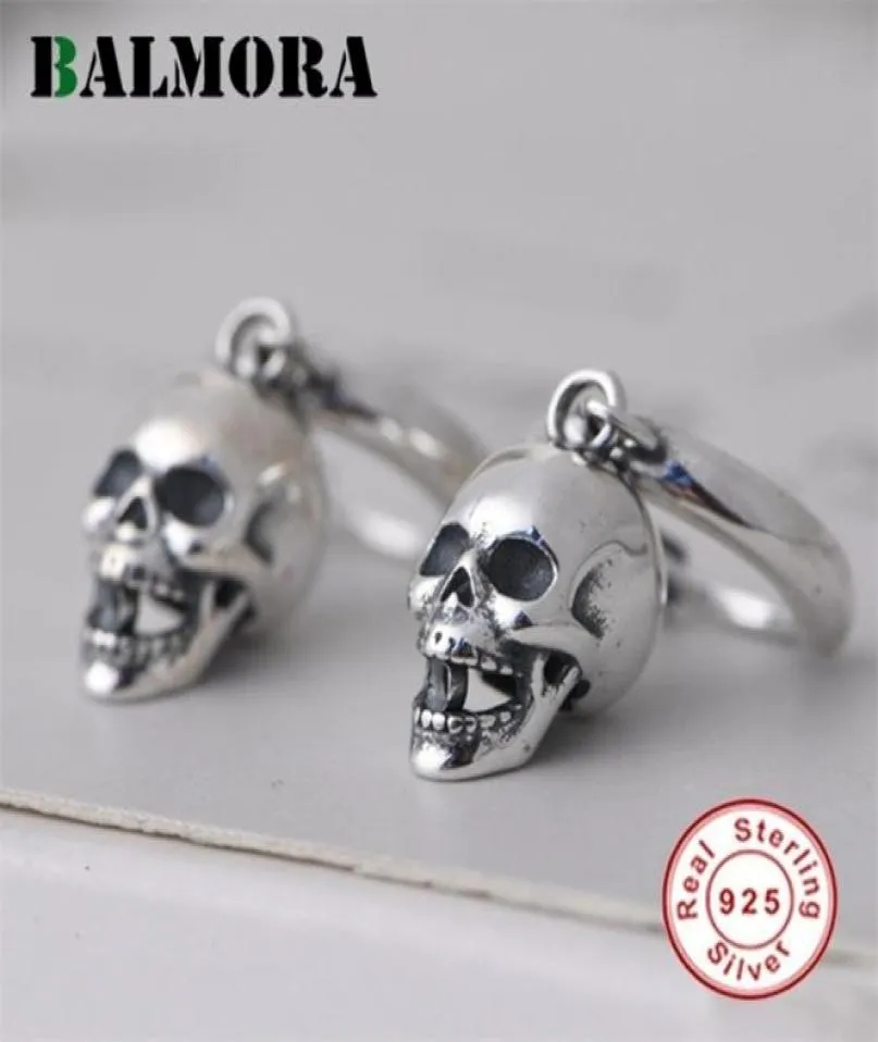 BALMORA PURE 925 Sterling Silver Skull Ear Stud Earrings For Women Men Vintage Fashion Thai Earring Jewelry Brincos Gift 2106182344511