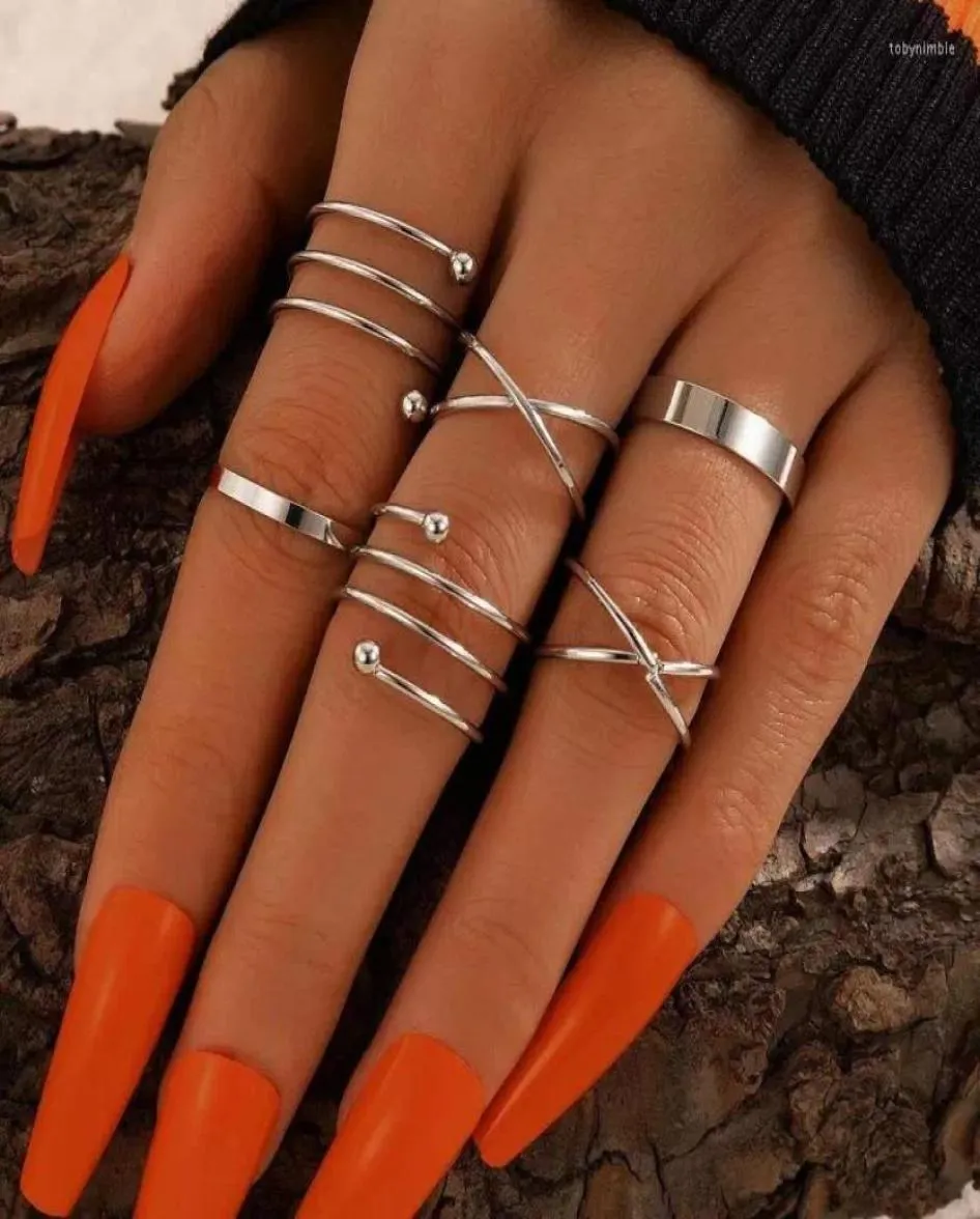 Pierścionki ślubne Zestaw pierścienia geometrii Dopasowywanie dla kobiet złota wyplana biżuteria Bague Femme Anillo Bohemian Style Bague Girls Annaeaux 20221769694