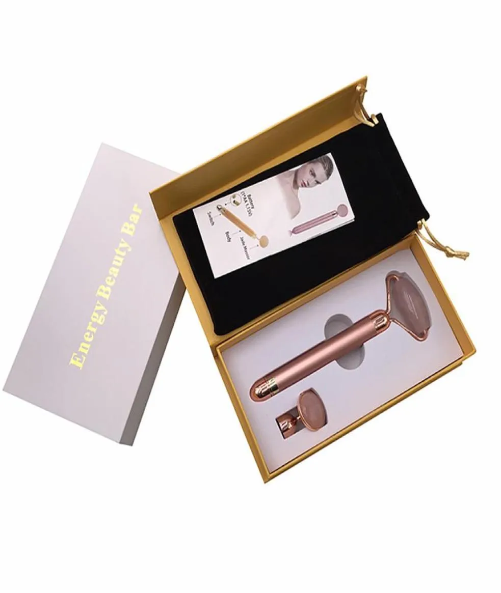 Jade Roller Massage Stick Electric Dwa w jednym wymiennym jadeczkowym masażerowie energetyczne Beauty Bar269D4454931