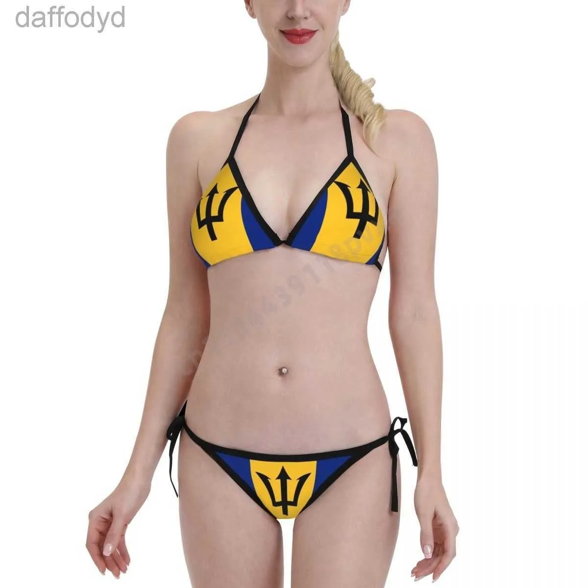 Women's Swimwear Womens Swimwear Barbados Flag Bikini Swimwear Mujer Women Girls Sexy Swimsuit Swimwear Micro Bikini Set Summer Bathing suit 230608 240307