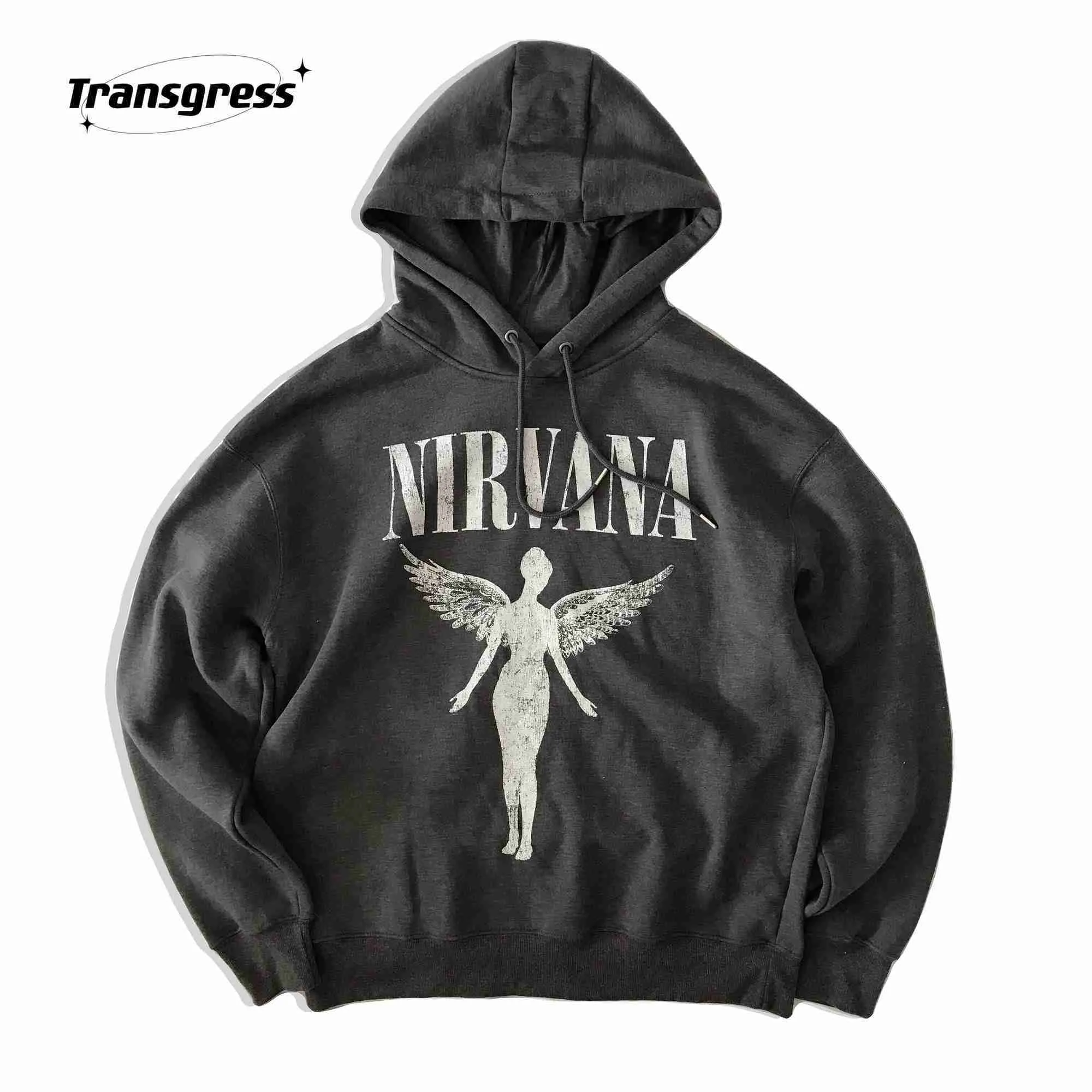 Mäns hoodies tröjor Foreign Trade Single Mens and Womens hoodie med plysch tjock och lös passande avslappnad silhuett Nirvana Metal Rock