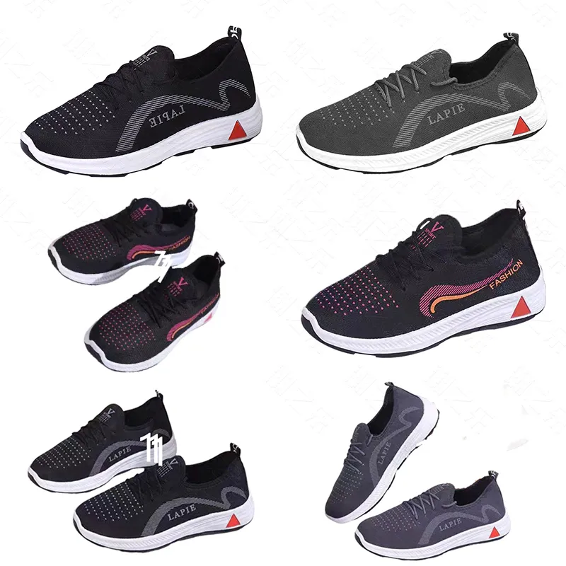 Nieuwe zachte zool antislip midden- en ouderenvoetmassage wandelschoenen, sportschoenen, hardloopschoenen, enkele schoenen, heren- en damesschoenen grijs zwart