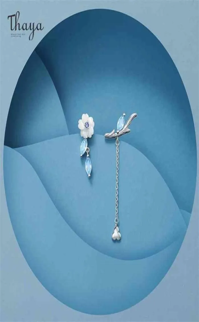 Thaya Brand Silver Plated Studs Earring Chain Jasmine Stud Platinum High Quality For Women Season Series Fine Jewelry 2106186079261