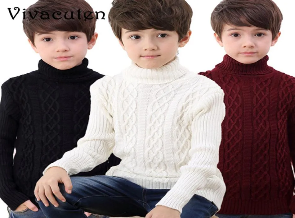 新しい冬の男の子ファッションセーターキッズ太い編み底部のタートルネックソリッドセータースクール10代の子供コートTOPS H1062429973