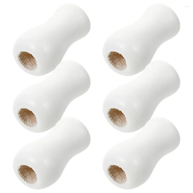 Accessori per cavi per tende retrò per letti con ventilatore Ciondolo in legno cieco (bianco) 6 tiranti per appendere frange