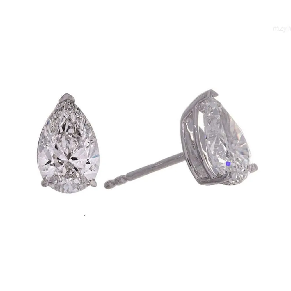 14K Pure White Gold 1CT Pear Cut Lab Grown Diamond Classic Stud Earrings Fine SMYELLTY FÖR KVINNA FACTORY OUTLET GROOSSITEN PRIS