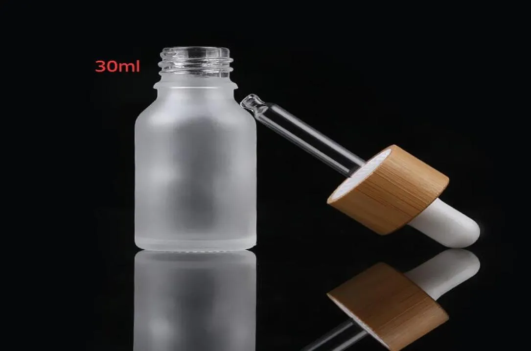 15 ml 20 ml bouchon en bambou flacon compte-gouttes en verre dépoli flacons de pipette de réactif liquide bouteilles d'huiles essentielles d'aromathérapie pour les yeux parfums 5831782