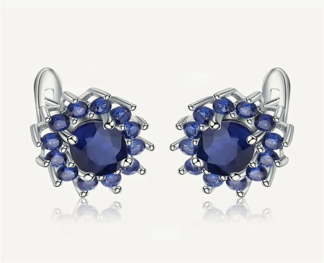 Stud Gem039s Ballet 1 89Ct Natural Blue Sapphire Earrings Pure 925 Sterling Silver Flowers Vintage For Women Fine Jewelry 221114280412