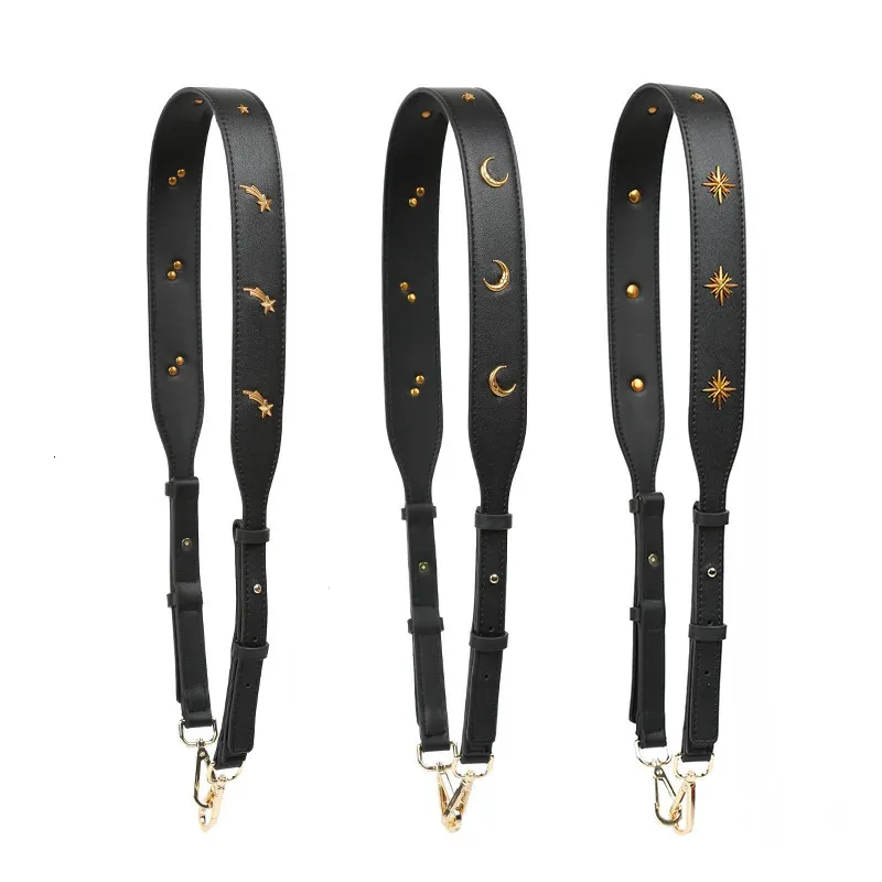 Womens Bag Accessories Retro Rivet Shoulder Strap Crossbag Adjustable Single Long Wide Handle Belt 240229