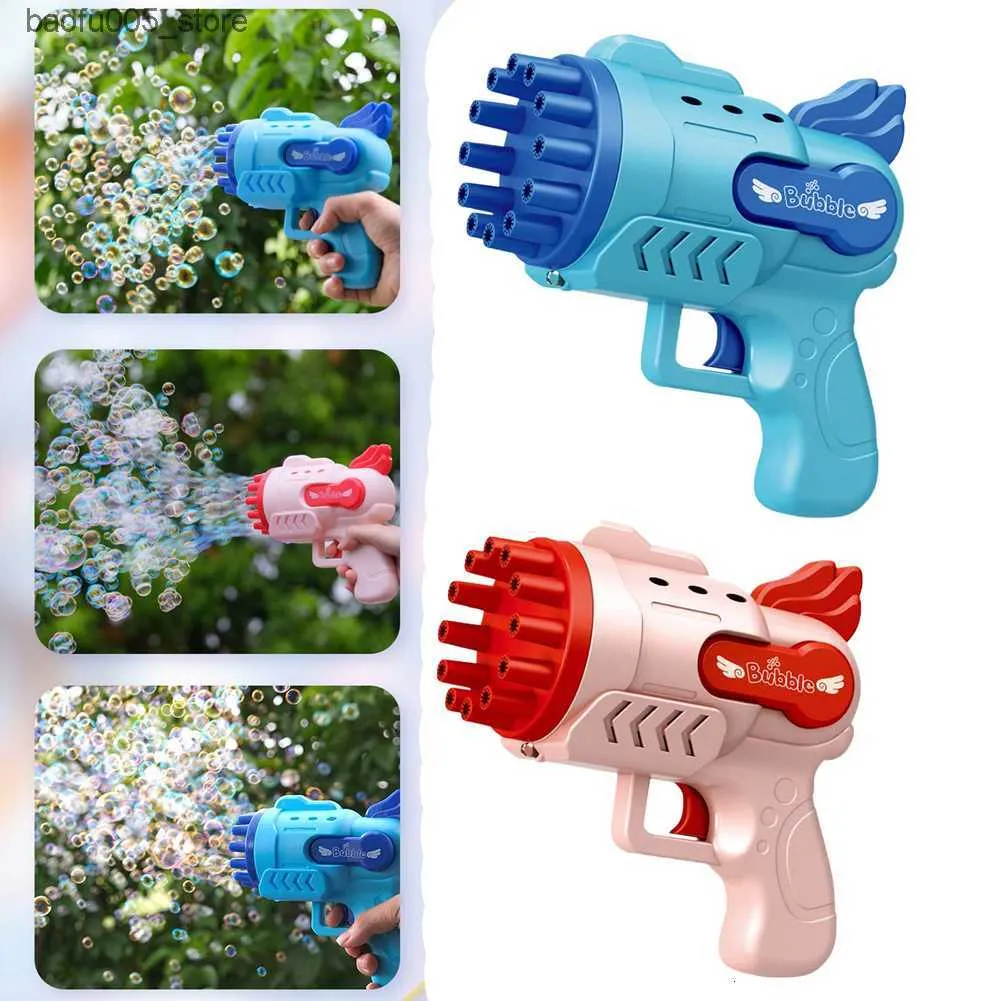 Gry nowatorskie Bubble Gun Electric Automatic So Rocket Bubbles Maszyna Kids Portable Outdoor Party Toy LED Blower Toys Diving Prezenty 230815 Q240307