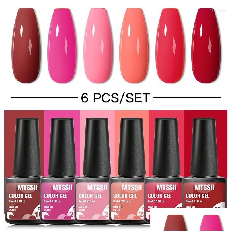 Nail Gel Mtsii Polish Set 6st Semi Permanent Soak Off UV Lack All For Manicure Art Kit Hybrid Drop Delivery DHFCC