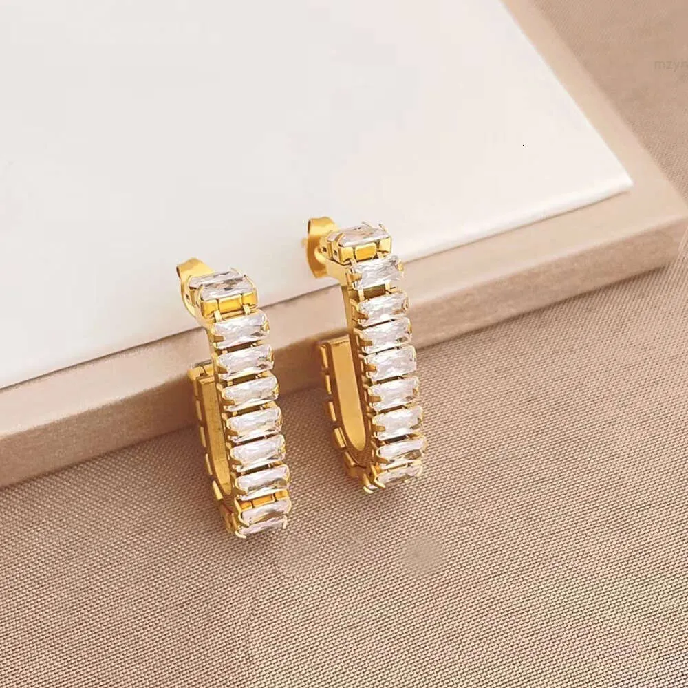 Cz Crystal Stainless Steel Studs Earring White Zircon Stone Earrings Sky Star 18k Gold Pvd Plated Diamond Hot Sale Ins Women New