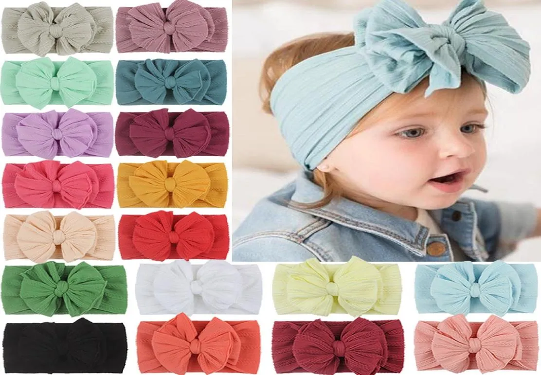 2021 mjuk nylon jacquard hårtillbehör barn039s hårband baby super stretch bow flickor stora bågar fasta pannband m28702881453