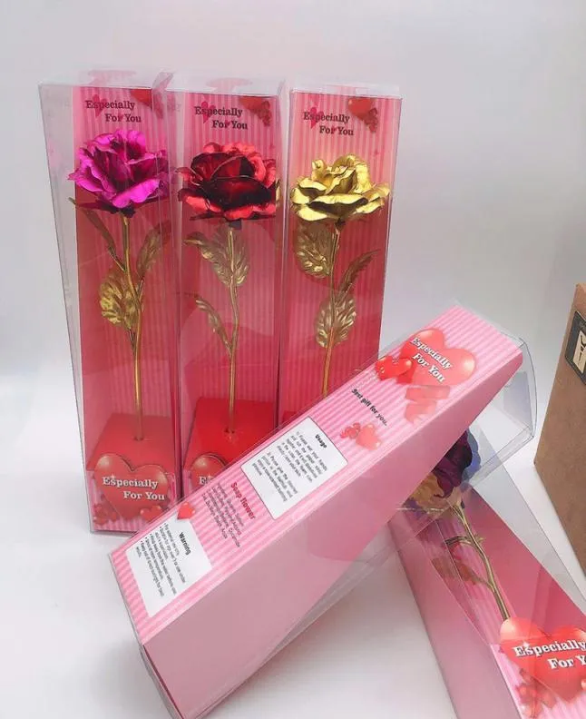 Fête Tanabata saint valentin décoration couleur Roses ciel étoilé brillant feuille d'or Rose boîte-cadeau pour Women4836009