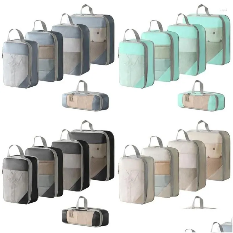 Sacs de rangement 5 pièces pour un emballage efficace Cubes de compression extensibles livraison directe maison jardin organisation de ménage Dhjzo