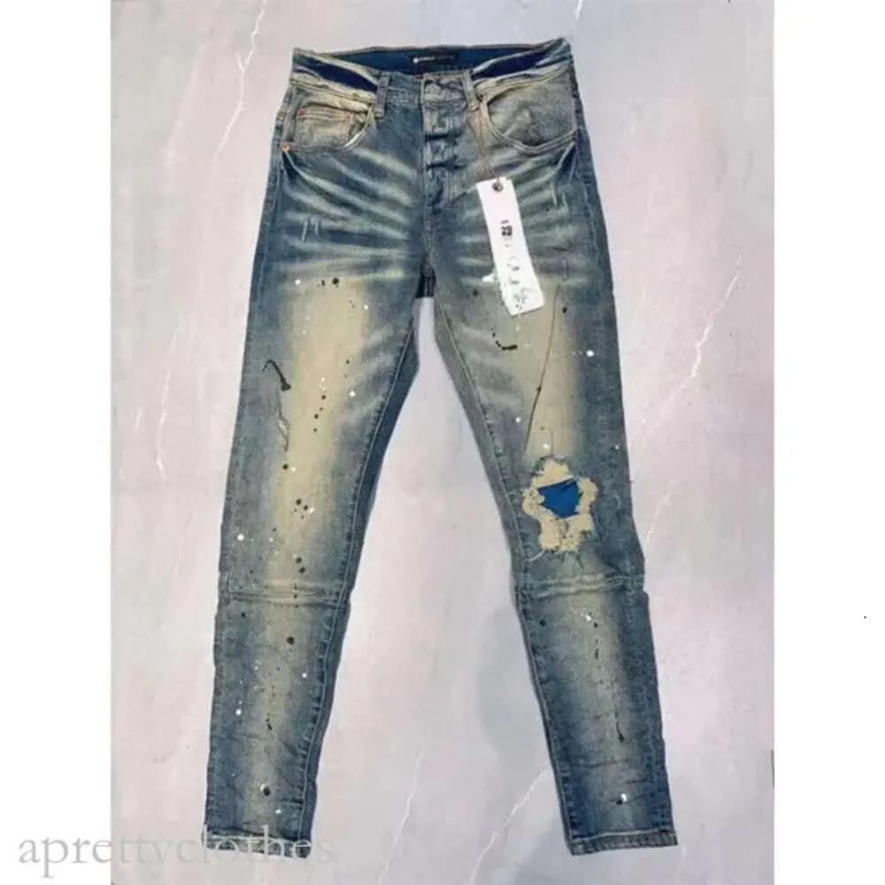 Lila märke jeans designer mens kvinnor jeans rak ben låg stigning byxor rak design retro streetwear svettbyxor denim lastbyxor lila jeans 386