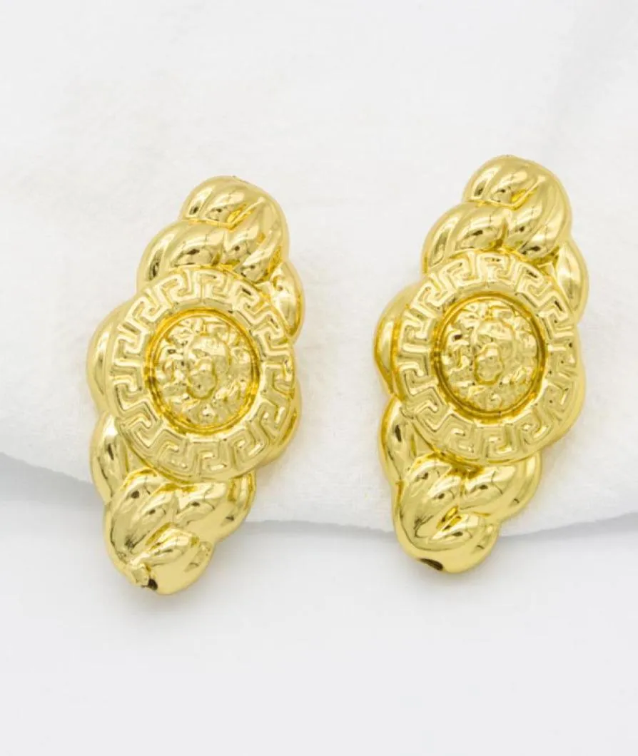 Dangle Drop Earrings For Women Lionhead Embossed Clip Ears Golden Earrings For African Dubai Lady Jewelry Acccessories Gifts 220426105447