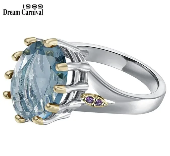 DreamCarnival1989 Dusty Blue Zircon Solitaire Weding Ring for Woman Delicate Cutting Bridal Jewelry Wa11876bl 2201215404407