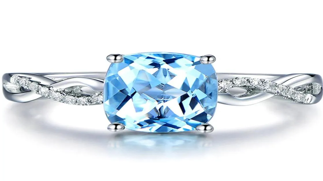Carré aigue-marine pierres précieuses zircon diamants anneaux pour femmes bleu cristal blanc or argent couleur bijoux bague bijoux cadeaux6668135