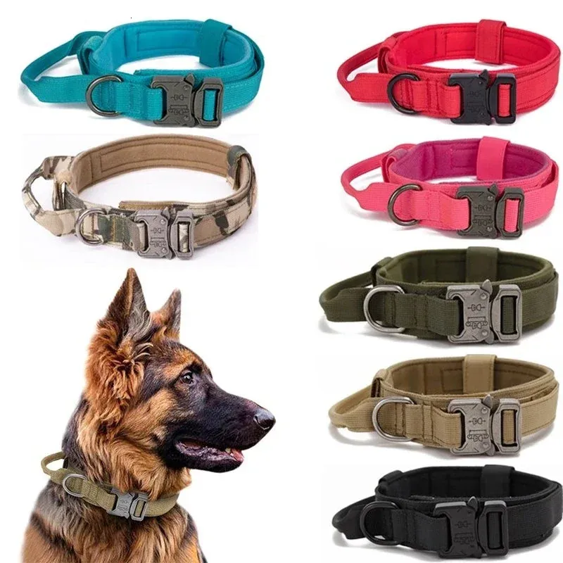 Robustes taktisches Hundehalsband-Leine-Set, verstellbares Militär-Haustierhalsband, Leine, mittelgroßer großer Hund, Deutscher Schäferhund, Trainingszubehör 240307