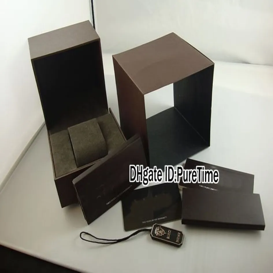 Haute qualité nouvelle boîte de montre marron entièrement originale boîte de montre pour hommes avec carte de certificat sac en papier cadeau gcBox pas cher Pureti204Z