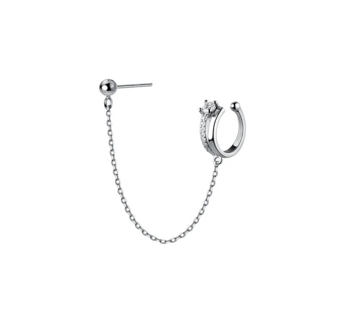 Ear Cuff BSC3 1 pc Real 925 Sterling Silver Dainty Zircon Cuffs Pierced Tassel Cartilage ring Fine Jewelry for Women 2211073412077