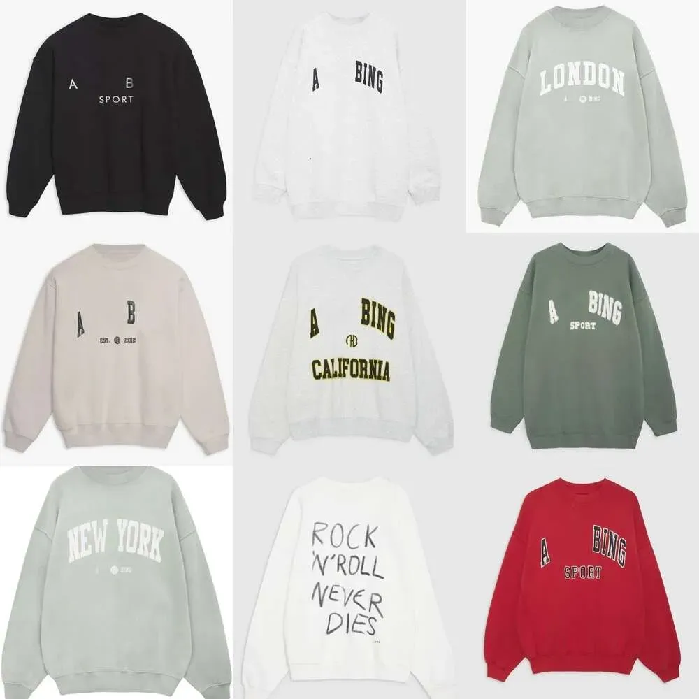 24SS Tasarımcı Yeni AB Annie Bing Pamuk Sweatshirt Modeli İnce Klasik Stil Mektubu Baskı Gevşek Külot Jumper Yuvarlak Boyun Sıradan Çok Yönlü Kadın Hoodie Sweater Tops