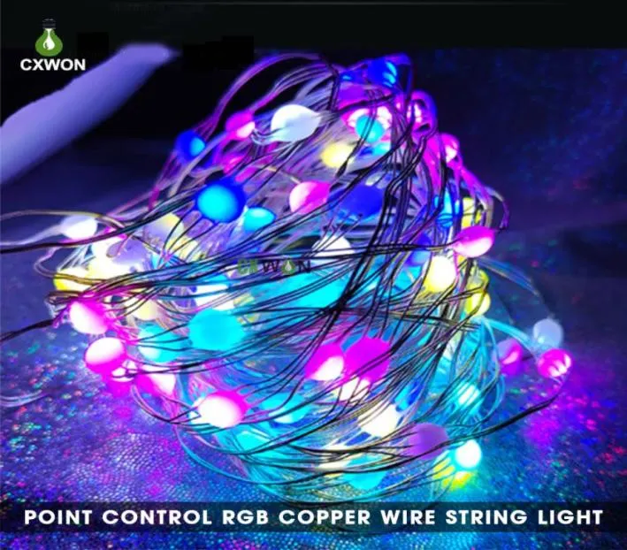 RGB LED STRING LIGHTS 5M 10M 20M 20Mシルバーワイヤー防水フェアリーライトUSBリモコン付きの結婚式の装飾用の供給7838915