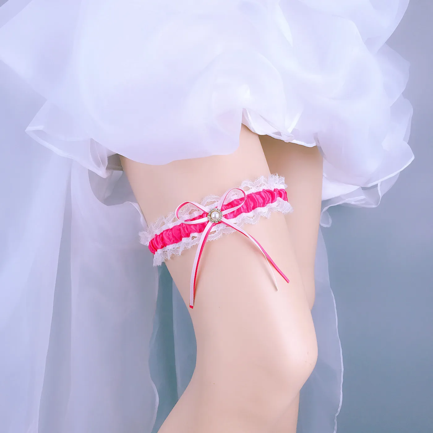 Brudgallrar kvinnors ben tillbehör brud spets elastiska girter pärlben slingor benband