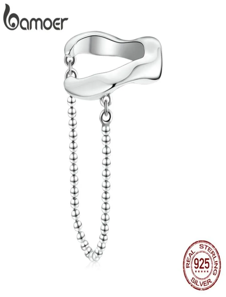 bameor 1PC Chain Ear Bone Clip 100 925 Sterling Zilver Eenvoudige Geometrische Oorbellen voor Meisje Party Mode-sieraden SCE1120 2105121028670