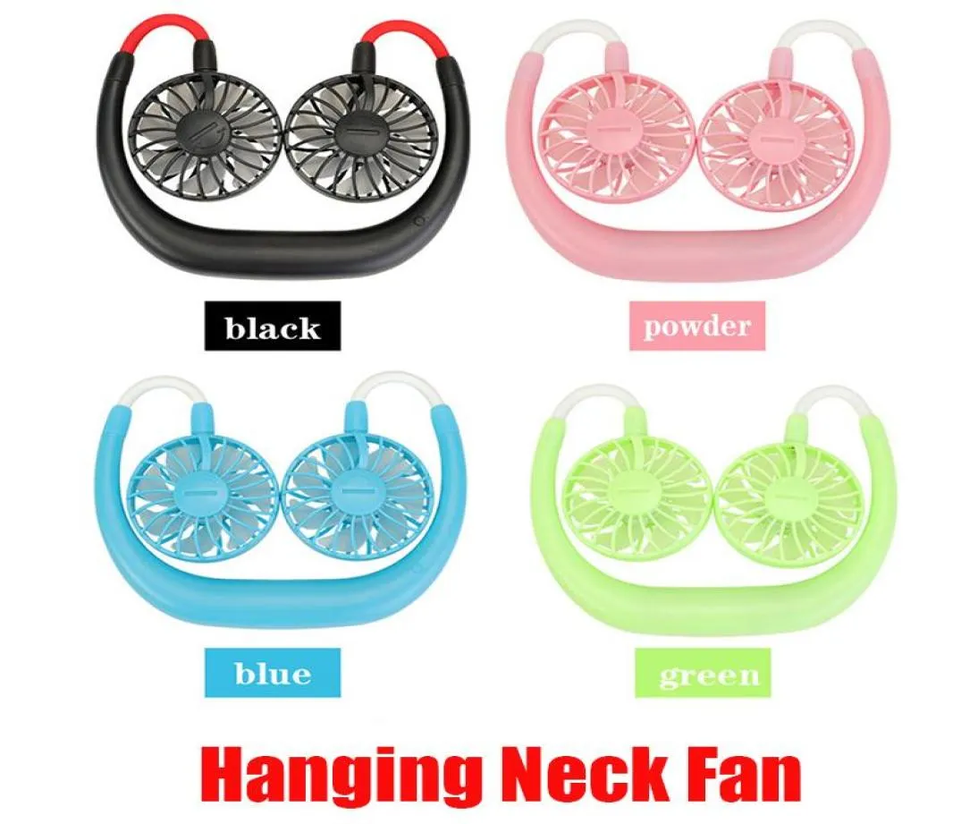 Hanging Neck Fan USB Rechargeable Neckband Lazy Neck Hands Hanging Dual Cooling Mini Fan Sports 360 Degree Rotating2550165