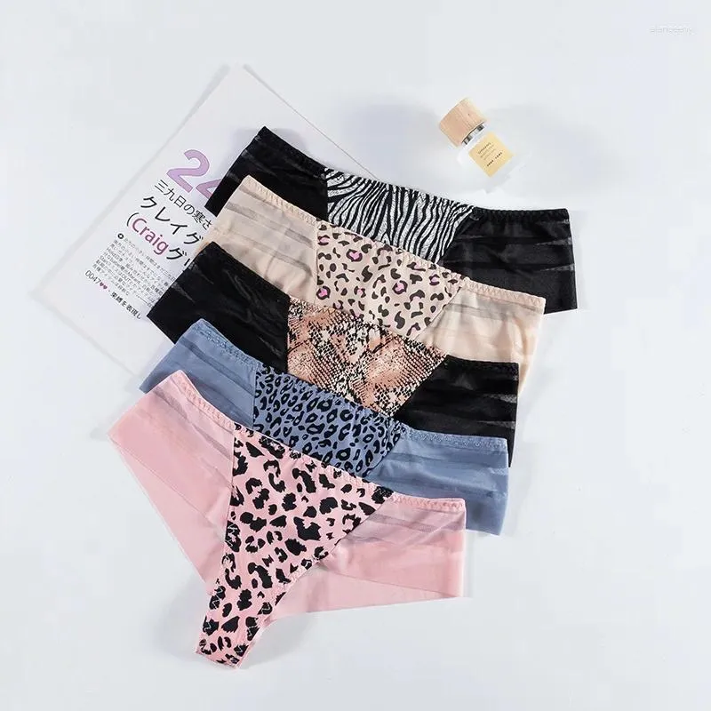 Women's Panties Ice Silk Leopard Print Seamless Bikini Underwear Tanga 2024 Quick-Drying Low Waist Briefs Sexys Strings Lingeries For Woman