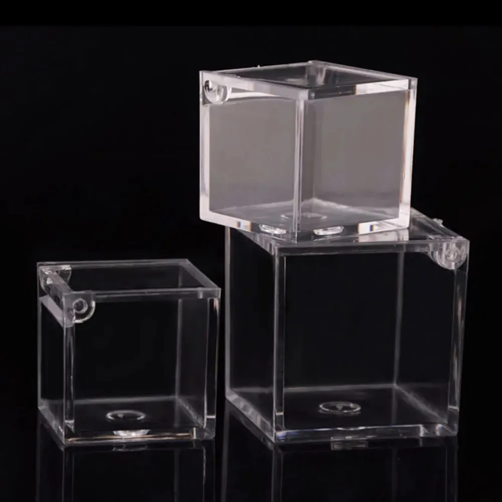 12st High Transparency Food Grade Square Flip Box Home Decor Gift With Lid Baby Shower Jewelry Accessories Clear 240223