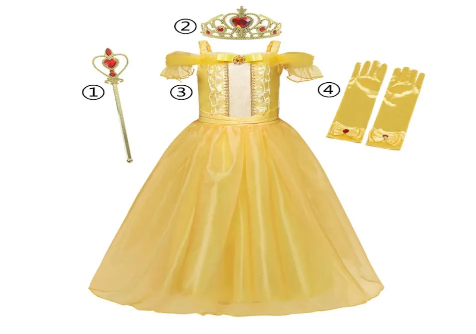 Kızlar İçin Altın Belle Elbise Cadılar Bayramı Çocuklar039S Kostüm Noel Kızlar Prenses Cosplay Kızlar Giyim Süslü Prenses Elbise 2650542