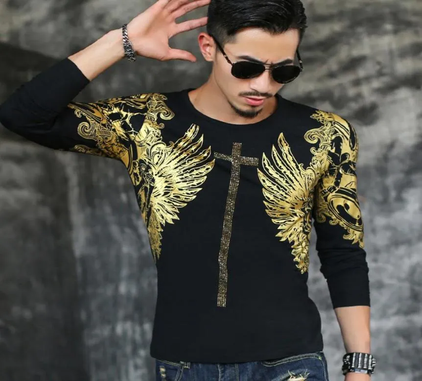 Men039s tops lançamento mais recente moda casual camisa masculina estilo rock outono roupas masculinas bronzeamento de manga comprida marca tshirt1317436