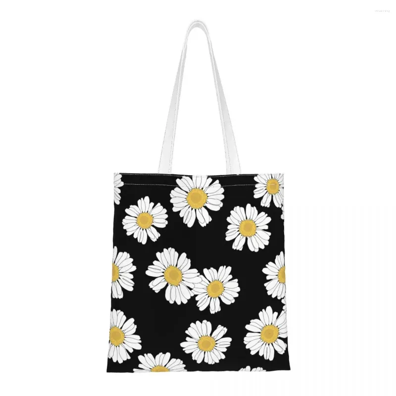 Sacs à provisions Daisy fleur toile épaule femme mignon haute capacité sac fourre-tout rétro Shopper pour enfant voyage
