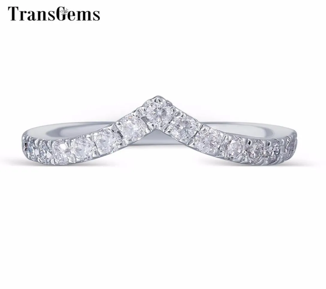 TRANSGEMS 053CTW 2 mm Moissanite Half Eternity Anniversary Wedding Strome Pierścień platynowy Srebrny Y190612037134423