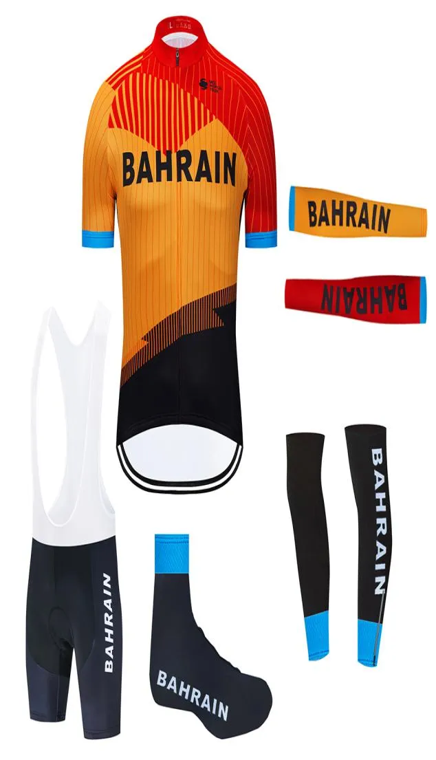 Cykeltröja Set 2020 Pro Team Bahrain Cycling Clothing Ropa Ciclismo Summer Bike Jersey Armwarmer Leg Warmer Bib Sho2740137