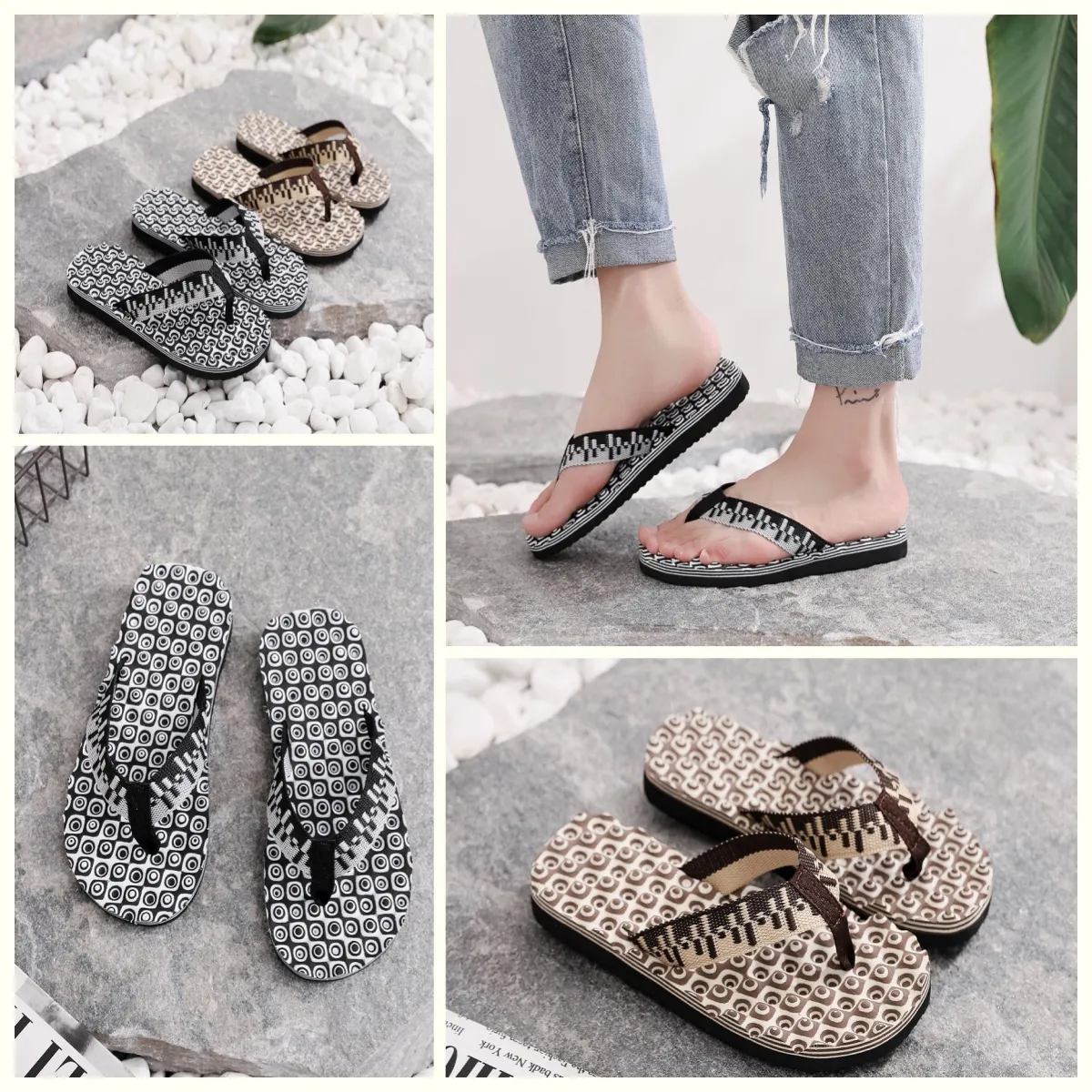 2024 Новый стиль Gai Womens Sandals Женские тапочки мода цветочные тапочки-резиновые пластинки сандалии летние пляжные туфли Eur39-45