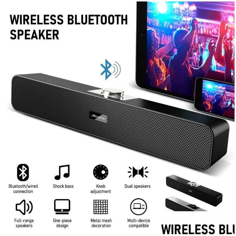 Bokhyllhögtalare Subwoofer Bluetooth -högtalare Hemmaater TABLET Högtalare Portable Travel Music Player Outdoor1 Drop Delivery El Dhlij