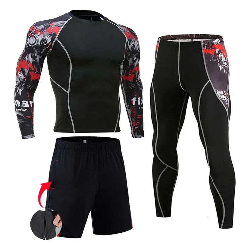 Mens Compression Sportswear Suits Gym Rajstopy treningowe treningi joggingowe zestaw sportowy Rashguard to dres do mężczyzn 240307