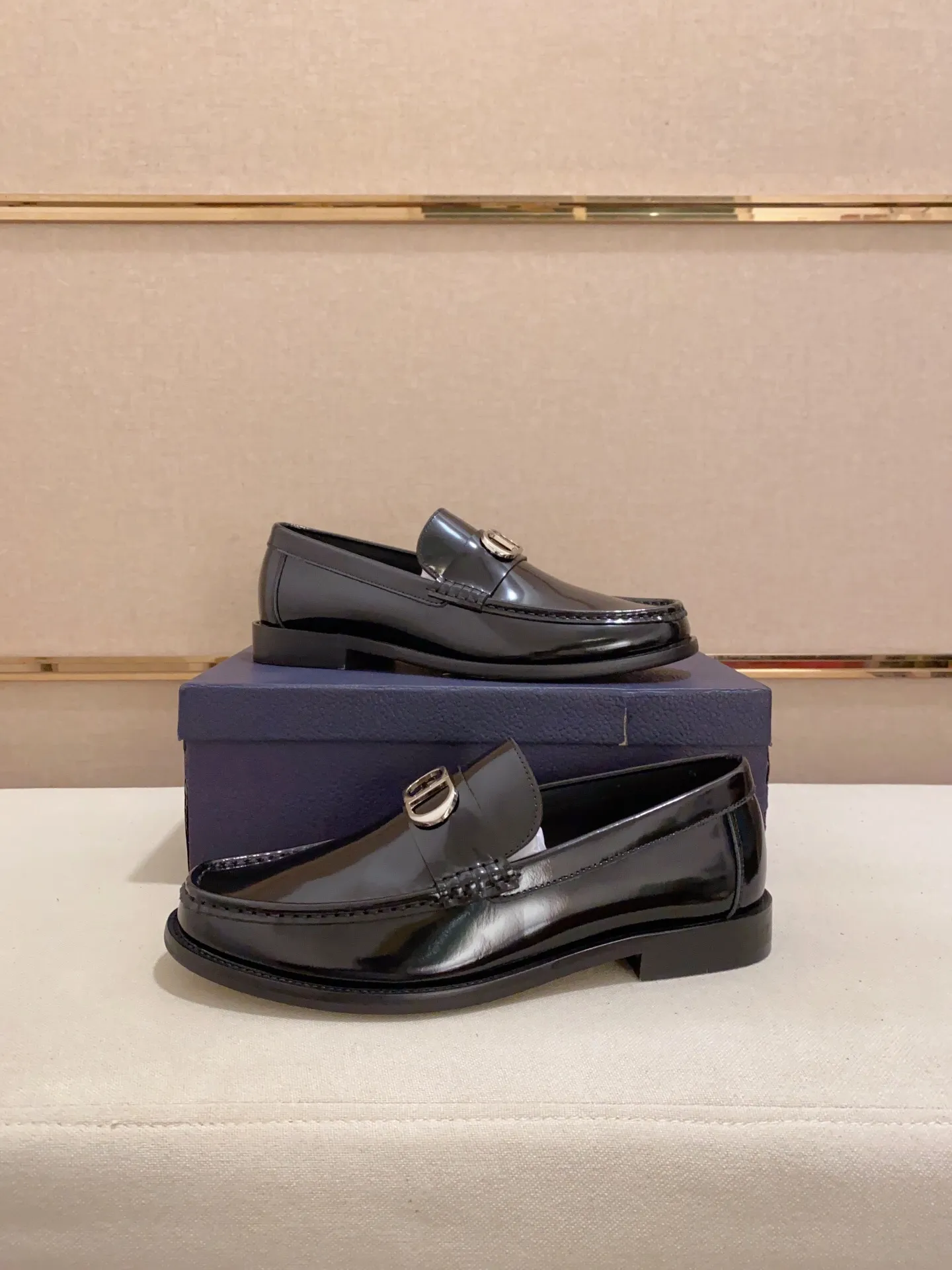Navy blue slip on dress shoes deals